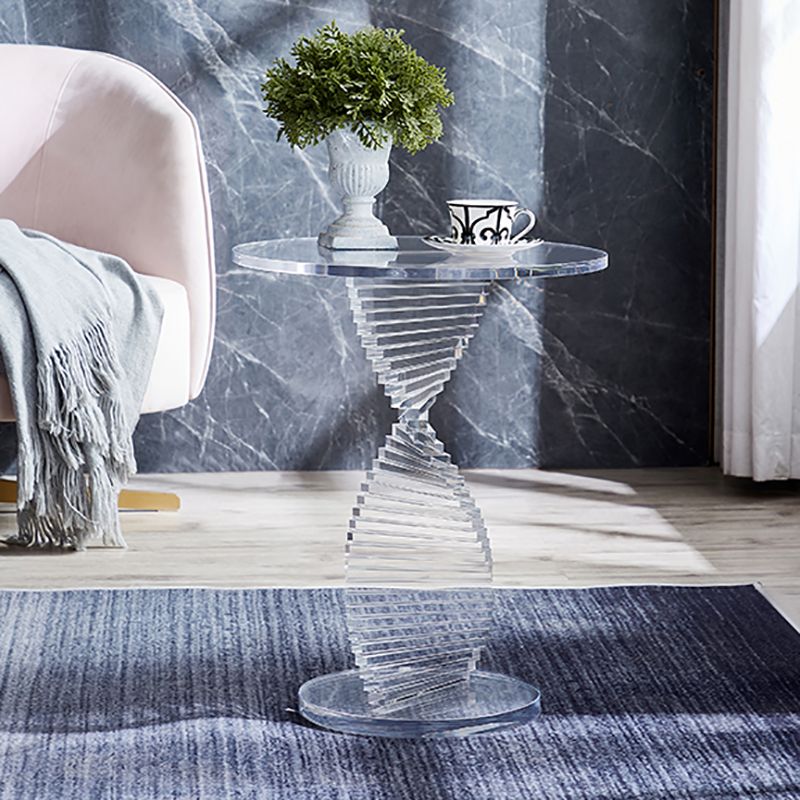 18" Wide Glam Side Table Acrylic Pedestal Clear Accent Side Table