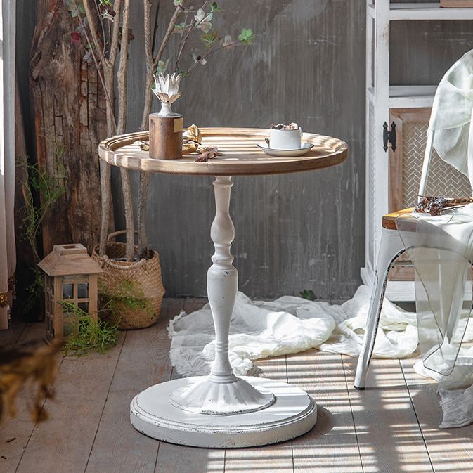 French Country Distressed Pedestal Cocktail Table Wooden Coffee Table for Home