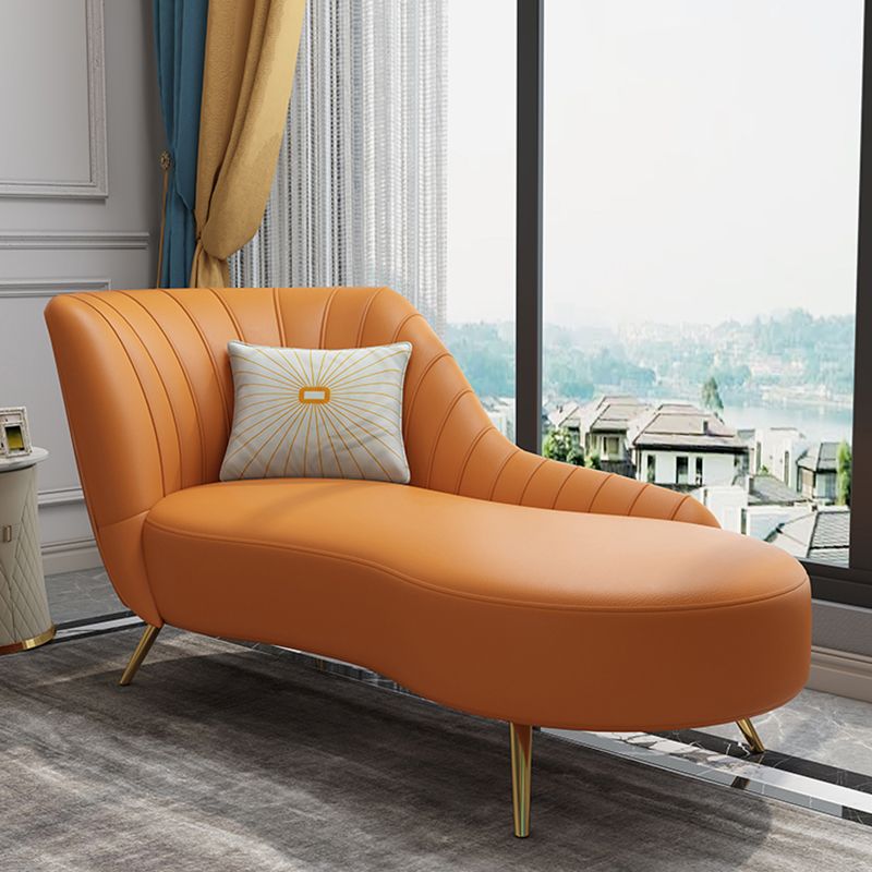 Modern Leather Chaise Lounge Flared Arms Chaise for Bedroom and Living Room