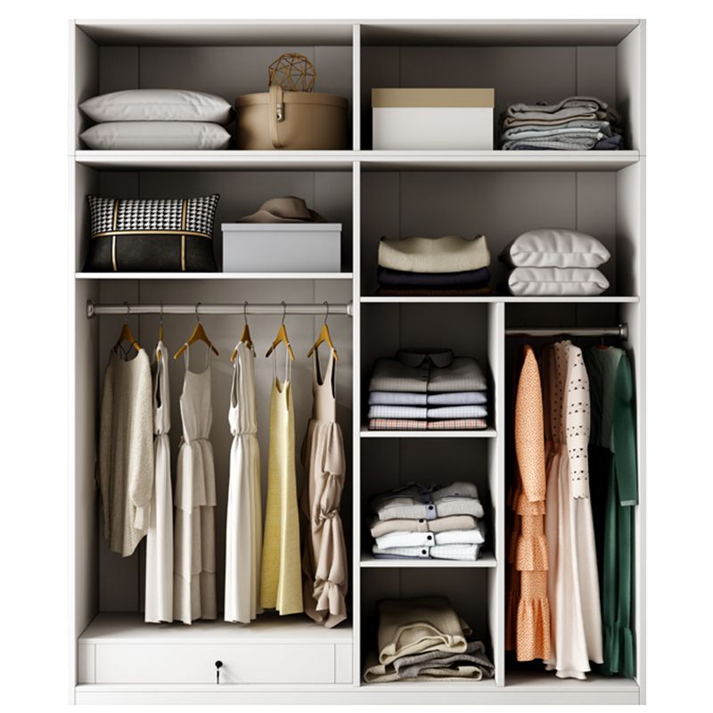 Modern Wardrobe Closet with Garment Rod Wooden Wardrobe Armoire