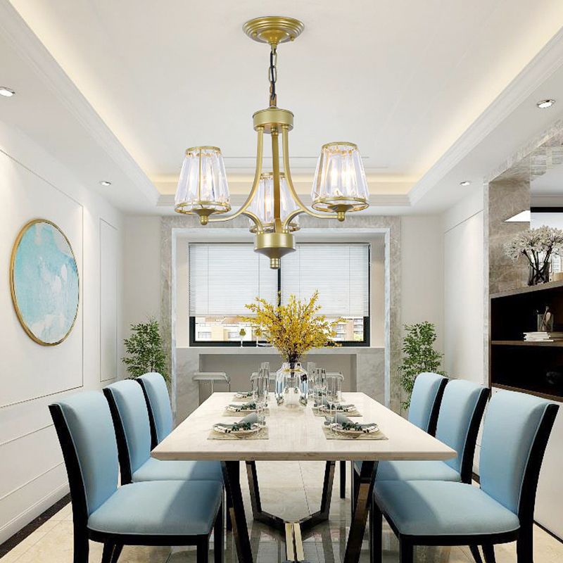 Crystal Prism Hanging Chandelier Conical Traditional Style Pendant Lighting Fixture