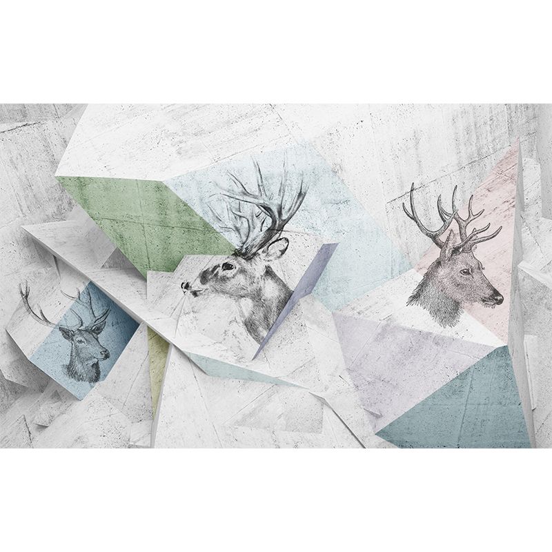 Illustration Tame Moose Mural Decal for Living Room, Soft Color, Custom Size Available