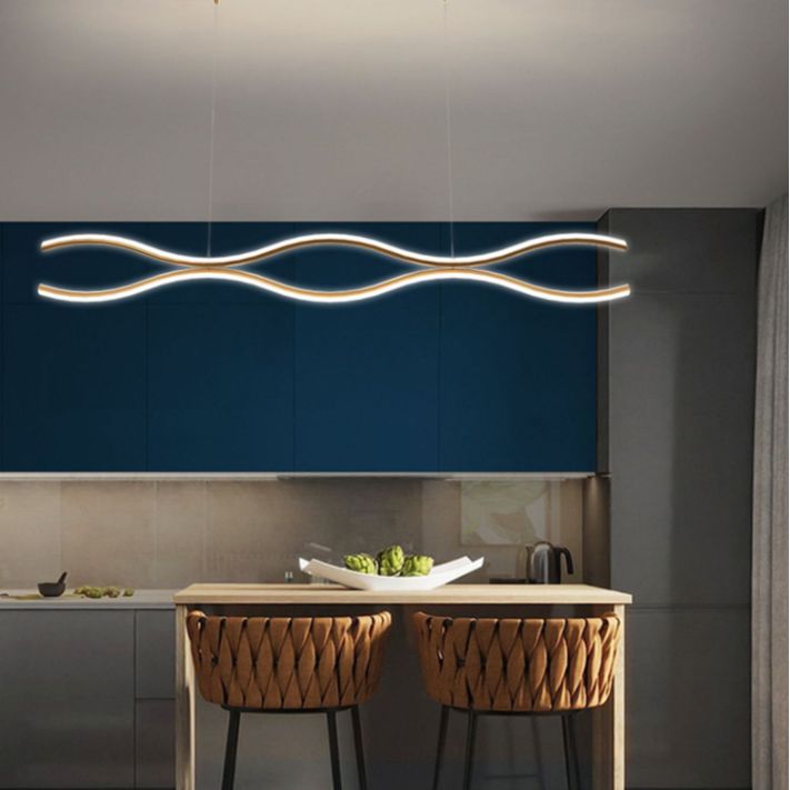 Lumo Curved Metal Island Light Light Modern Style Isola LED Light per sala da pranzo