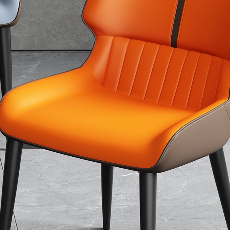 Contemporary Leather Side Chair Wingback Side Chair for Dining Room