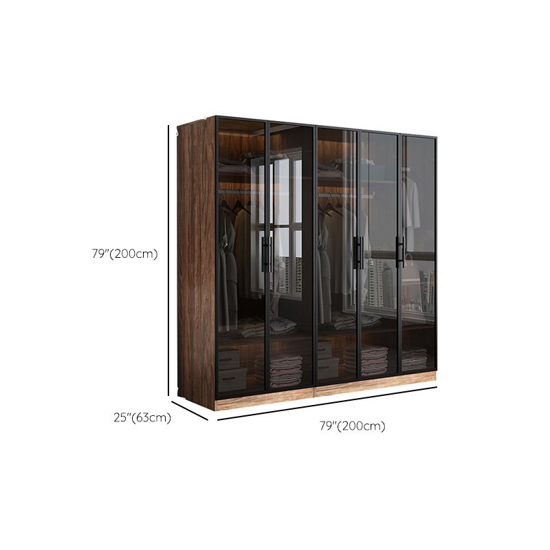 Modern Freestanding Wardrobe Armoire Tempered Glass Doors Wardrobe with Shelves
