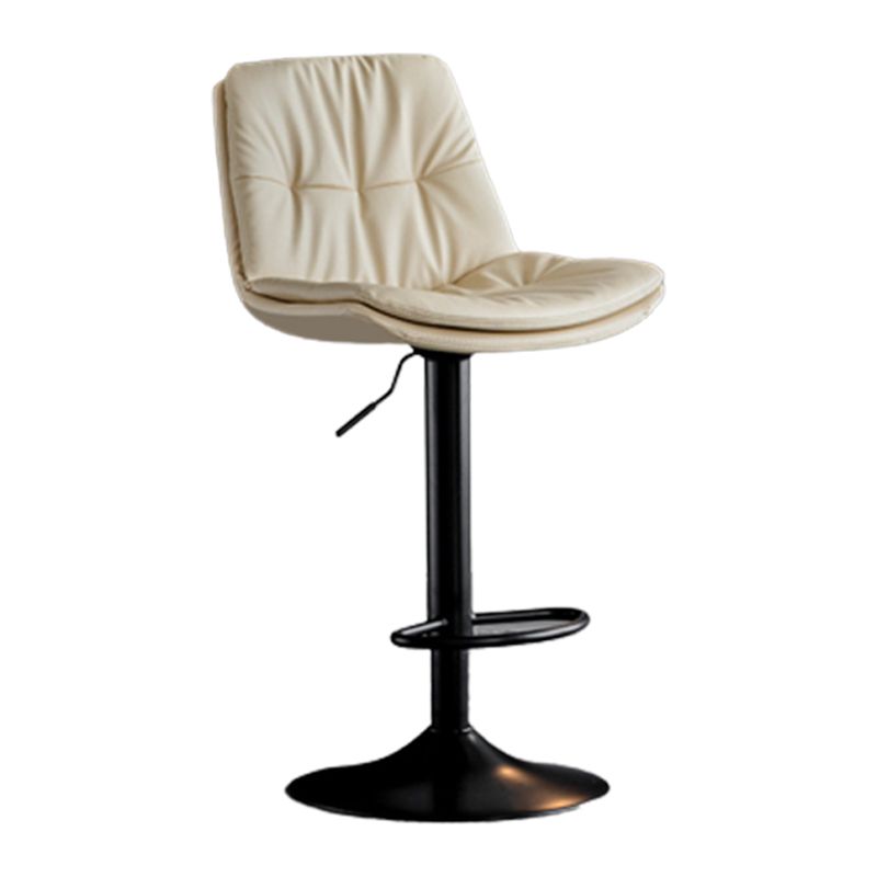 Modern Metal Stool Faux Leather Footrest Stool Adjustable Height in Matte Finish