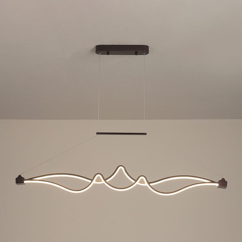 Nordic Aluminum Island Light Linear 2 Lights LED Island Pendant for Dining Room