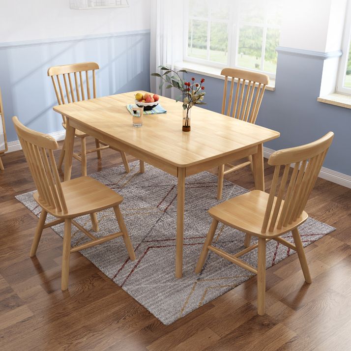 Industrial Rubber Wood Dining Table Rectangle Kitchen Table with 4 Legs