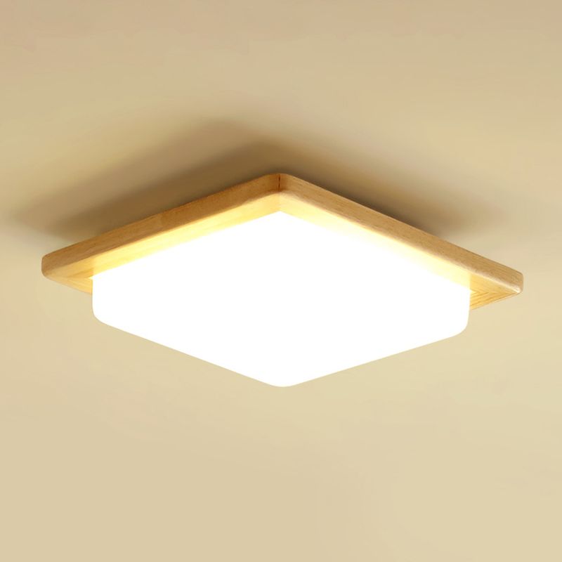 Square Shape Glass Flush Light Modern Style 1 Light Flush Mount Fixture in Brown