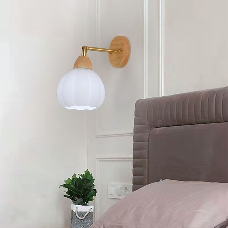 Modern Wooden Wall Light Sconce Minimalist Wall Light Fixture for Bedroom