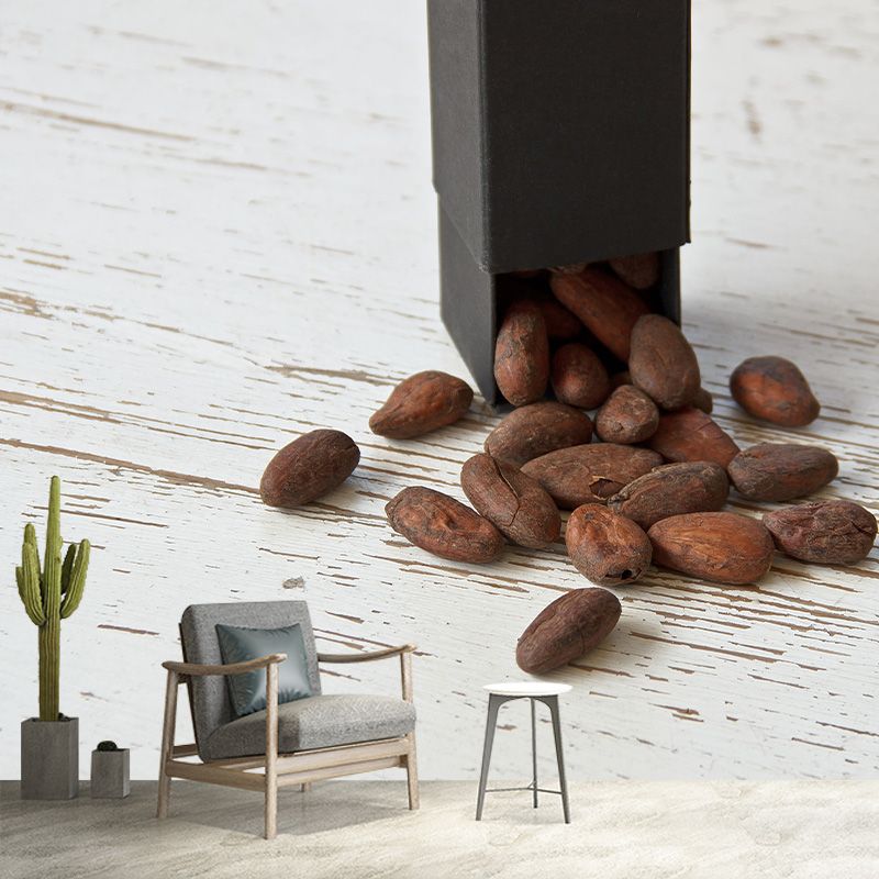 Coffee Beans Mural Wallpaper Contemporary Mildew Resistant Commerce Shop Decoration