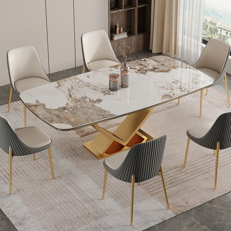 Luxury Sintered Stone Top Dining Set Rectangle 1/2/5/6/7 Pieces Dining Table with Chairs
