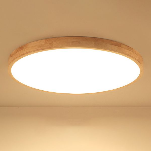 Modern Simplicity LED Ceiling Light Circular Wooden Flush Mount for Living Room