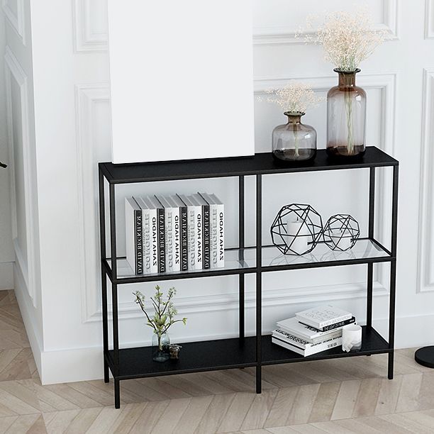 3-Shelf Contemporary Console Accent Table Antique Finish Console Sofa Table in Metal
