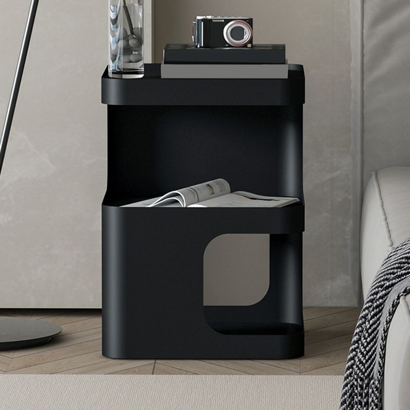 Square Iron End Table Set 21.26" Tall Metal Side Table with Storage Shelves