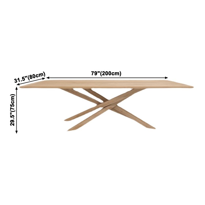Rectangle Oak Solid Wood Table in Nature Modern Dining Table with Wooden Pedestal