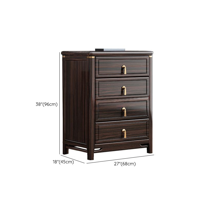 Glam Solid Wood Storage Chest Home Chest in Brown with Drawers