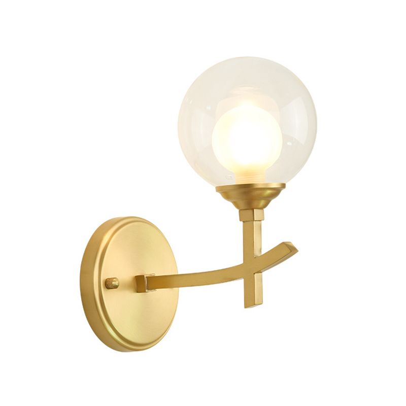 Modern Style Ball Shade Wall Light Glass 1 Light Sconces in Gold for Aisle