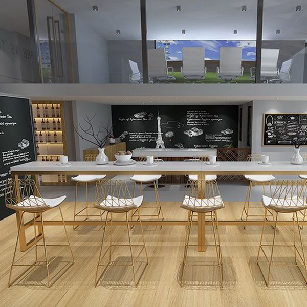 Glam 1/4/7 Pieces Bar Table Set Rectangle Pine Wood Counter Table with High Stools