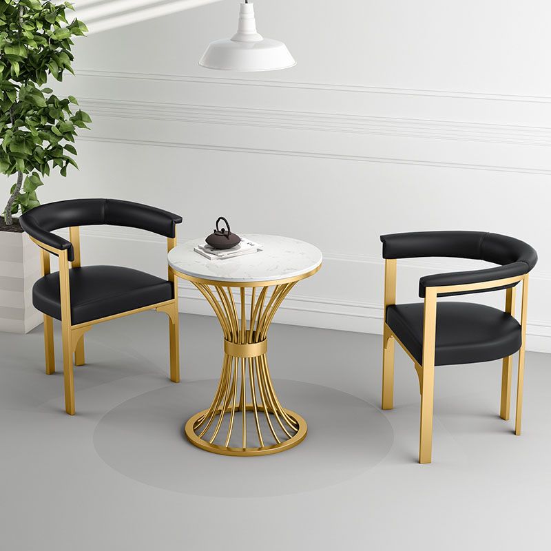 Glam Metal Dining Room Chair Armless Open Back Dining Side Chair for Restaurant Use