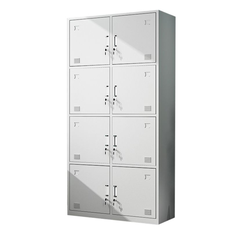 White Steel Storage Cabinet Contemporary Hinged Wardrobe Cabinet