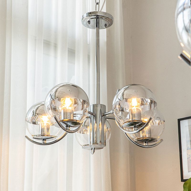 Metal Chandelier Light Fixtures Modern Multi-Head Globe Pendant Lamps for Living Room