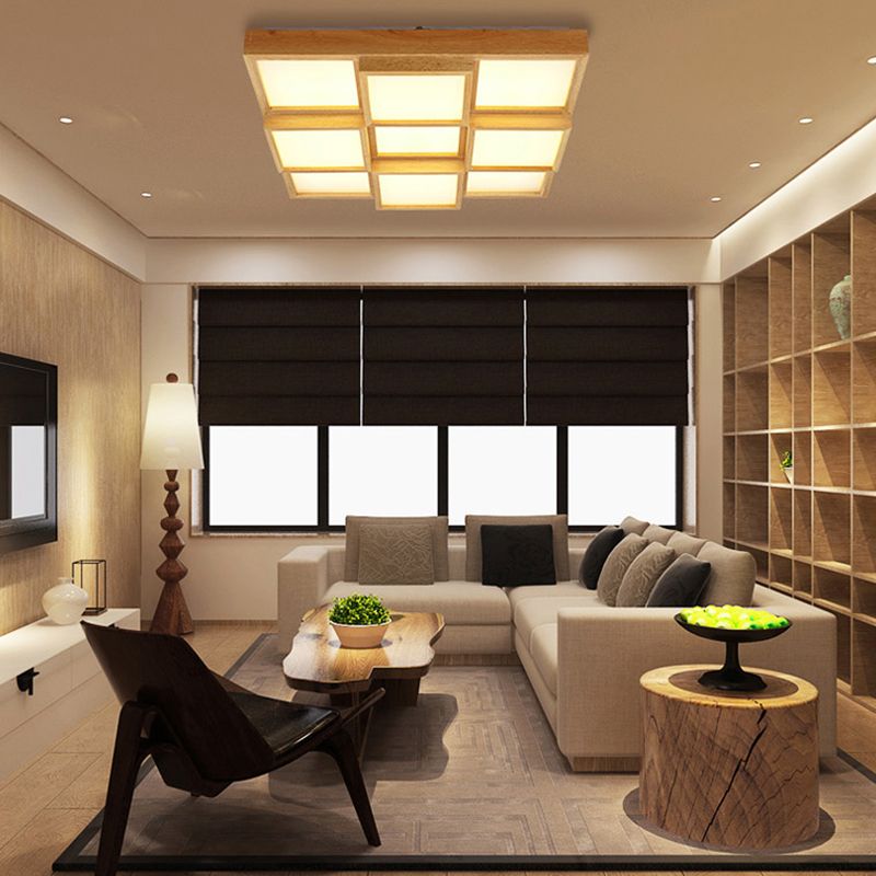 Plafoniera da incasso a quadrati con giunzioni in acrilico Apparecchio di illuminazione da incasso a LED nordico in legno