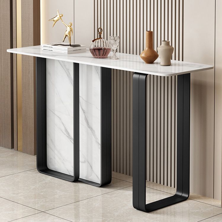 12 inch Wide Accent Table Rectangle Shape Stone Console Table for Hall