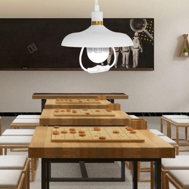 1-Light Round Commercial Pendant Lighting Industrial Metal Hanging Lamp with Pull Down Handle