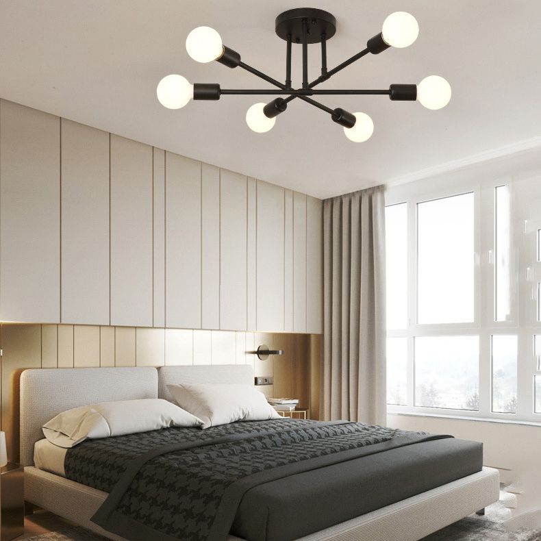 Metal Sputnik Semi Flush Mount Ceiling Light Minimalist Style Semi Flush Mount Chandelier