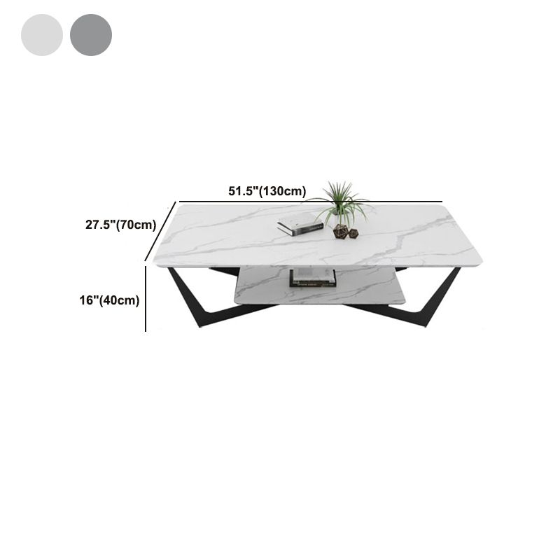 15.74" Tall Cross Legs Cocktail Table Grey/White Rectangular Coffee Table