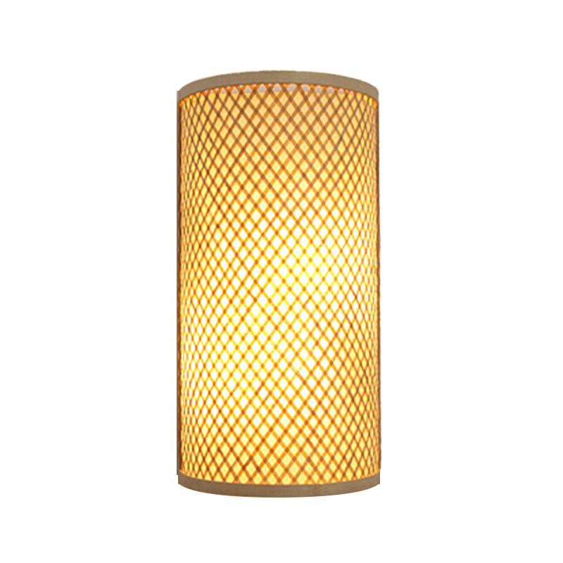 1 Light Geometric Flush Mount Wall Sconce Contemporary Rattan Wall Light Sconces