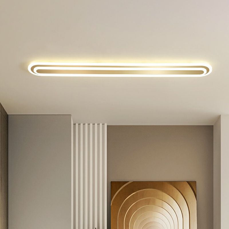 Lámpara de techo LED oblonga dorada, lámpara empotrada de acrílico minimalista para dormitorio