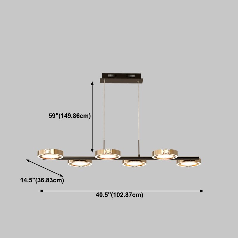 Nordic Metal Island Light 6 Lights Island Colgante con cristal para el comedor