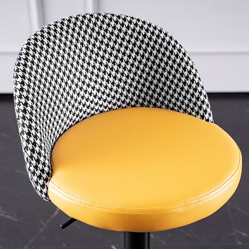 Contemporary Adjustable Height Footrest Barstool Matte Finish Upholstered Stool