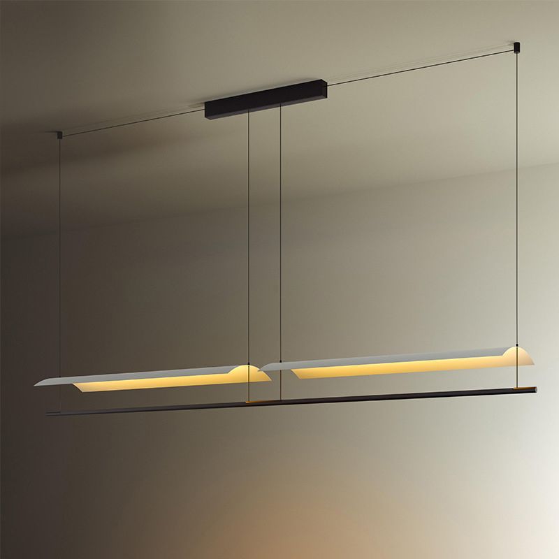 Square Shape Metal Island Pendants Modern Multi Lights Island Pendant Lights in Black
