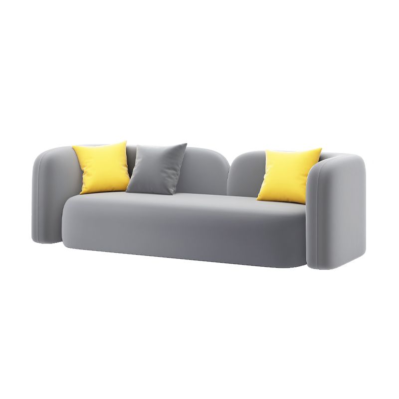 Velvet Gray Armless Sofa Contemporary Standard Sofa with Tight Back