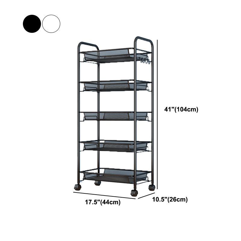 Modern Style Bookshelf Open Back Metal Bookcase with Caster Wheels for Home