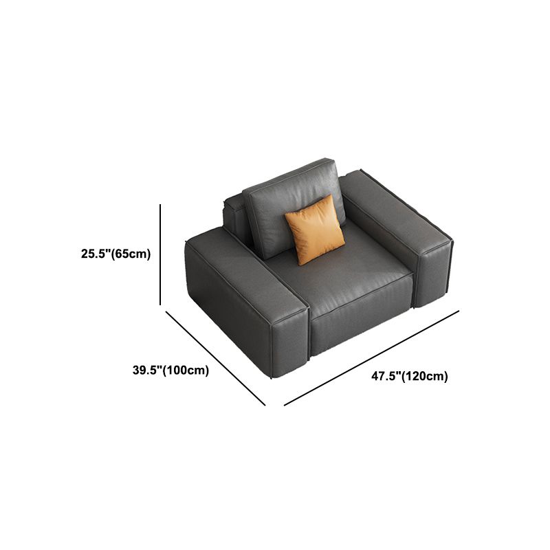 Industrial Sofa with Bolster Pillows 25.6"High Fabric Square Arm Sofa in Gray