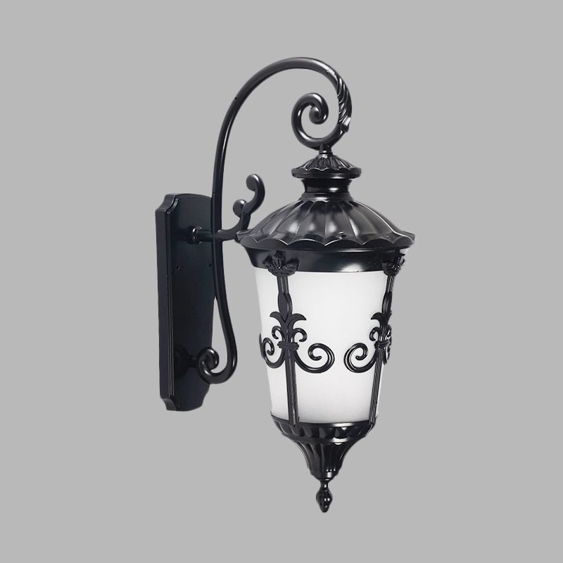Applique murale en verre dépoli blanc pour ferme, 1 lumière, pour balcon, noir