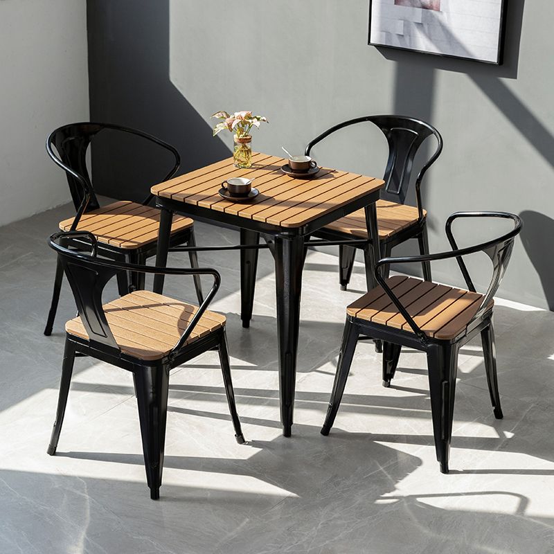 1/3/5 Pcs Metal Industrial Dinette Set with Manufactured Wood Table Dining Set