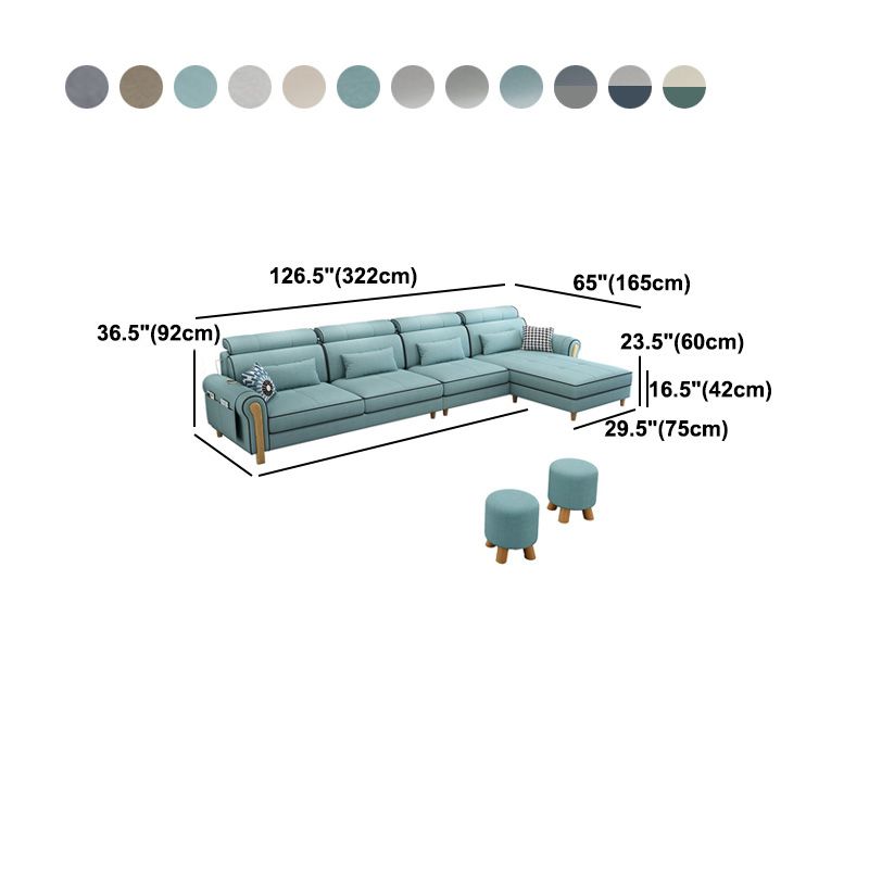 Contemporary Faux Leather and Velvet L-Shape Furniture Sectionals