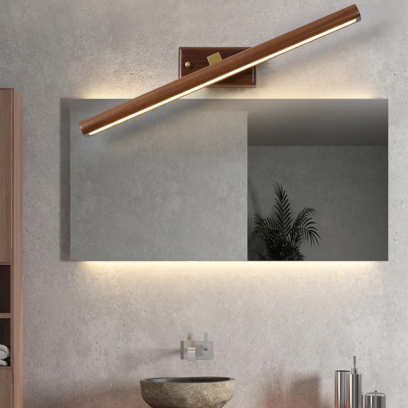 Lineare Wandleuchte Leuchten zeitgenössischer Holz LED -Badezimmer Wandbeleuchtung in Braun