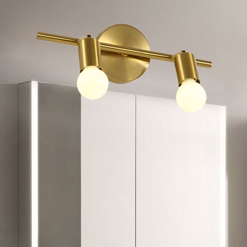 Metal Brass Wall Sconce Linear LED 2/3/4-Bulb Traditional Vanity Wall Light for Bathroom