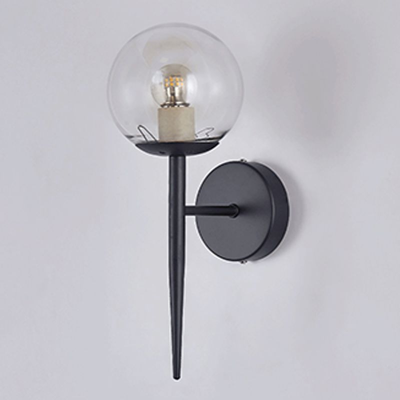 Clear Globe Shade Wall Sconce Metal Contemporary Wall Armed Light in Black / Gold