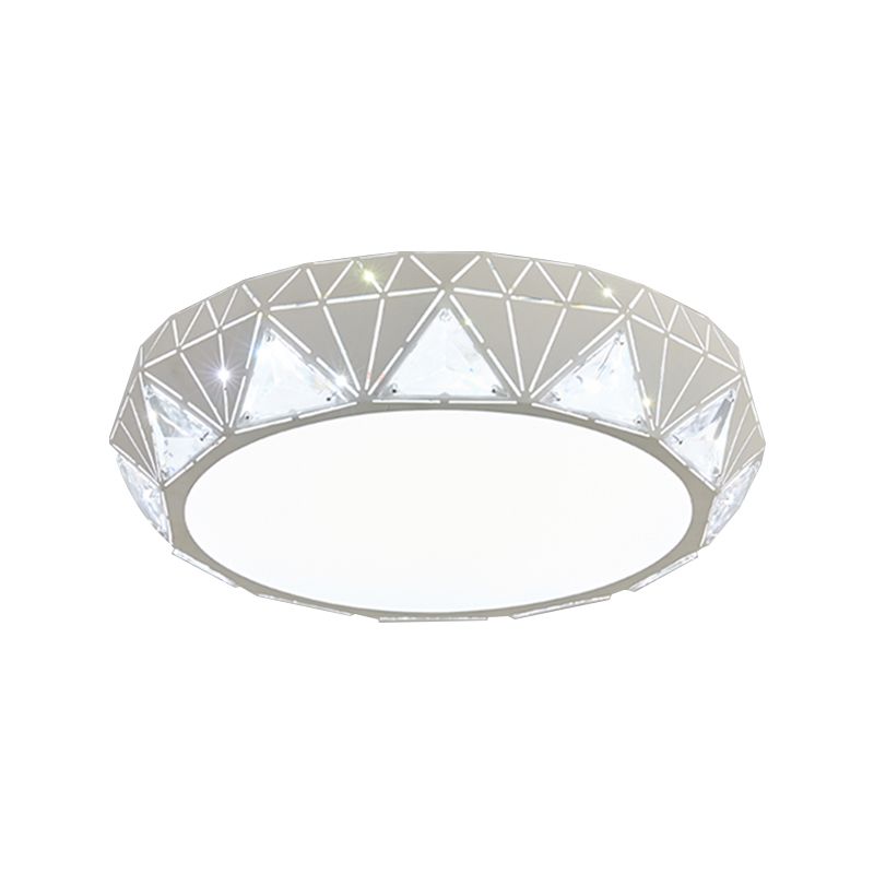 Lámpara de techo LED contemporánea, lámpara empotrada de cristal redonda con acabado blanco/dorado y pantalla acrílica