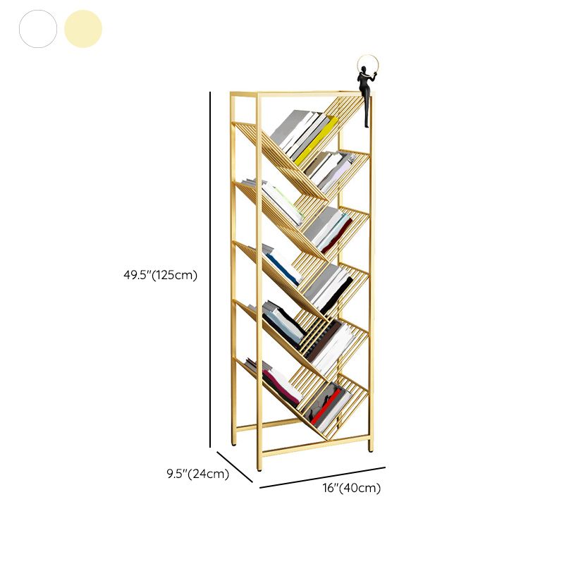 9" Wide Glam Shelf Bookcase Open Shelves Included Metal Bookcase