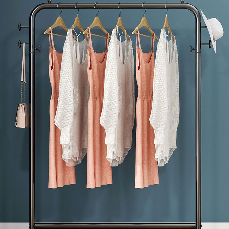 Modern Coat Rack Metal Hanging Rail and 4 Hooks Entry Hall Tree