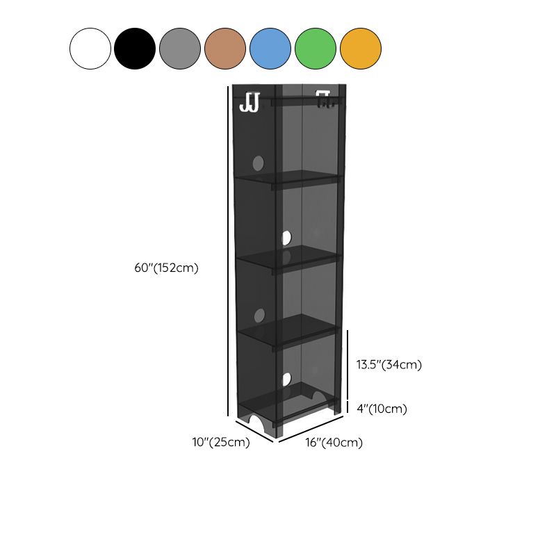 Contemporary Closed Back Bookshelf Acrylic Vertical Bookcase with Shelves