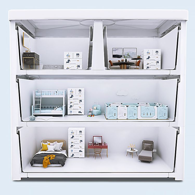 Contemporary Non-Hanging Armoire Plastic Bedroom Wardrobe Closet